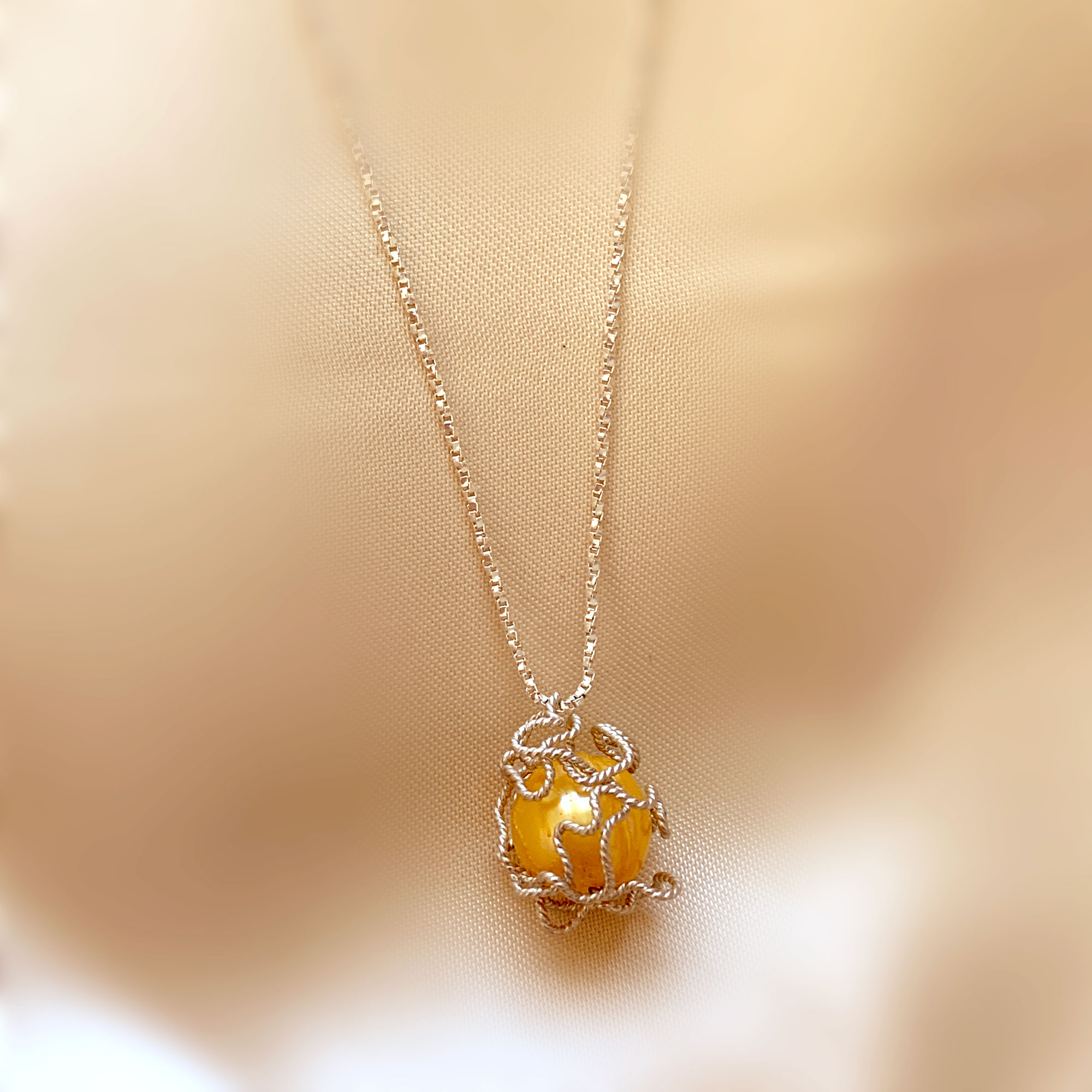 'Golden Touch' Pendant Silver Chain Necklace