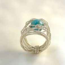 Blue Howlite Silver Ring