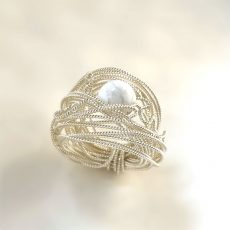 White Howlite Silver Ring