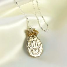 Judaica Hamsa Long Chain Pendant Necklace